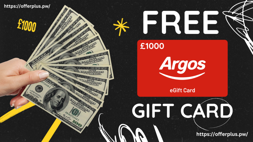 Get a £1,000 Argos e-Gift Card! get a free £1000 argos e-gift card giveaway, get a £1000 argos e-gift card giveaway, Get your £1000 giftcard to use at Argos